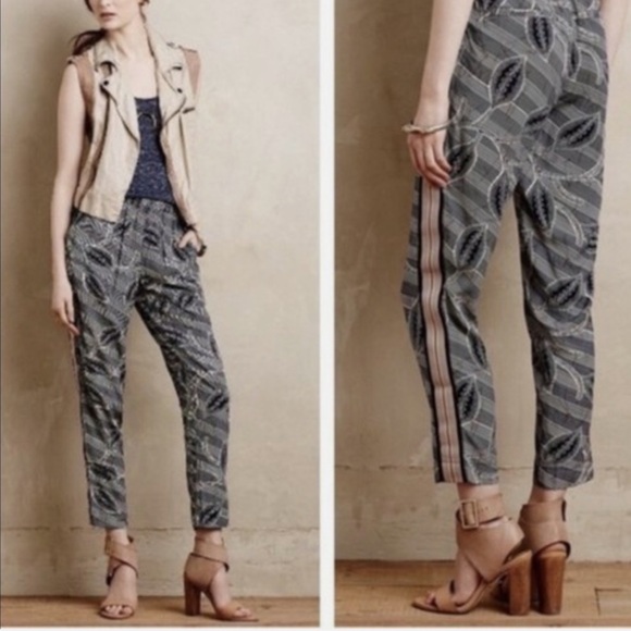 Hei Hei Lourinha leaf print pull on elastic waist pants - Picture 1 of 11